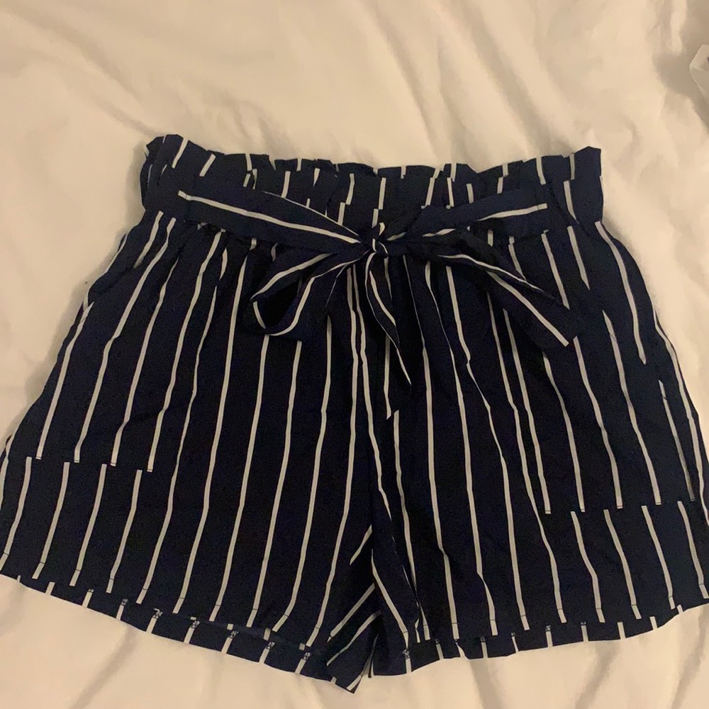 Striped paper bag shorts